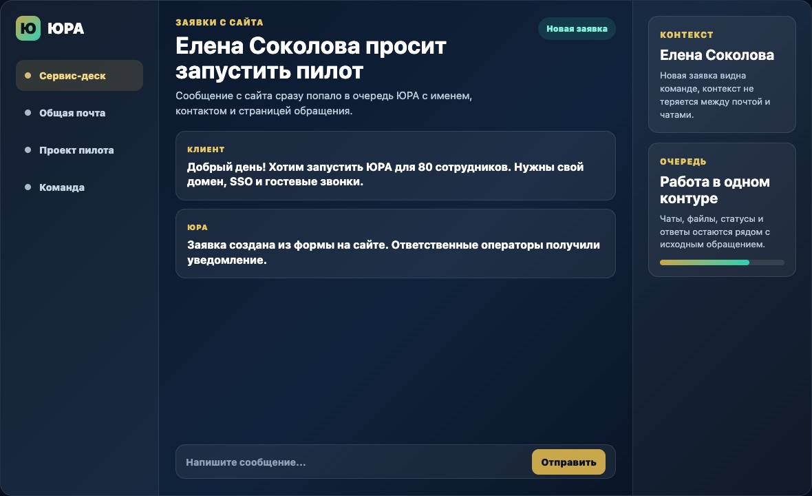 Новая заявка клиента в очереди ЮРА